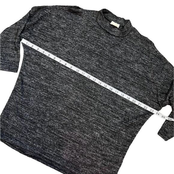 CAUTION TO THE WIND Dark Heather Grey Cold Shoulder Soft High Neck Top S - Picture 7 of 8